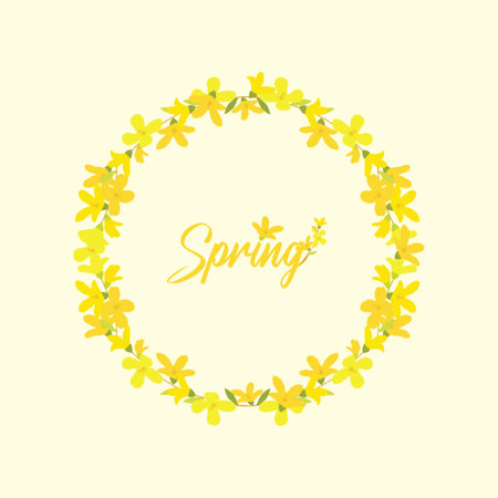 Spring wreath with yellow flowers. Vector illustration for your design.のイラスト素材