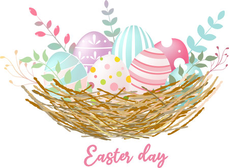 Easter eggs in the nest. Vector illustration for your design.のイラスト素材