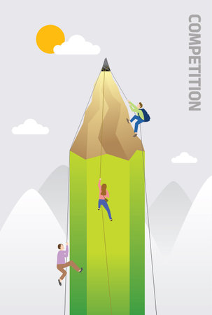Business people climbing on a mountain. Flat design, vector illustration.のイラスト素材