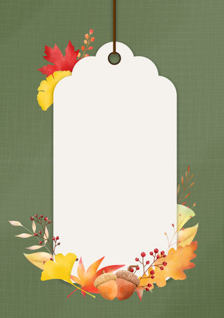 Autumn background with frame for text and leaves. Vector illustration.の写真素材