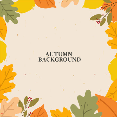 Autumn background with leaves. Vector illustration in flat style. Place for text.のイラスト素材