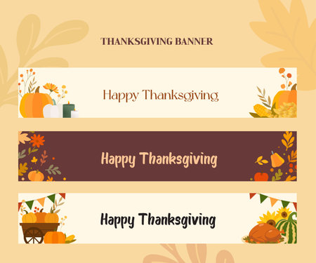 Thanksgiving day banners. Flat style vector illustration. Autumn background.のイラスト素材