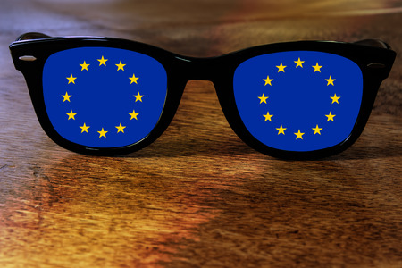 European Union Flag Reflectionの写真素材