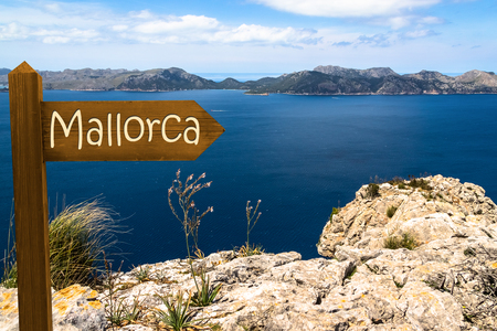 View of the Bay of Pollenca (Mallorca) from the Hiking Path to La Victoriaの写真素材