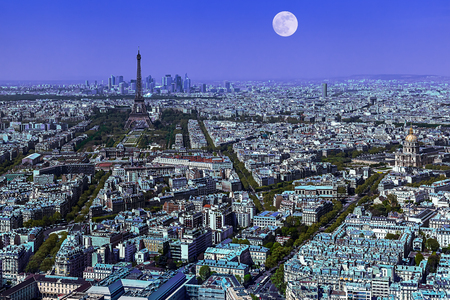 Paris Panorama in Blueの写真素材