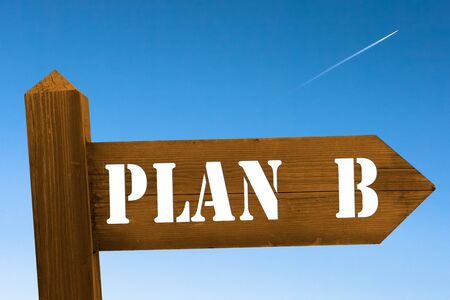 Wooden Signpost with the Words Plan Bの写真素材