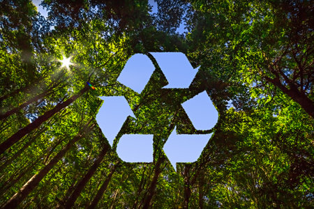 The Canopy of this Forest has Hole in the Shape of an Recycling Signの写真素材