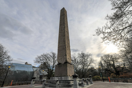 View of Cleopatra's needle Egyptian Obelisk in Central Park, Manhattan, New Yorkの写真素材