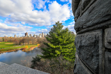 View of turtle pond from Belvedere Castle in Central Park, New York City.の写真素材