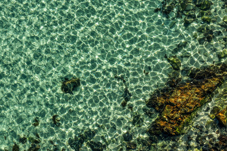 A breathtaking aerial view showcasing turquoise ocean waters