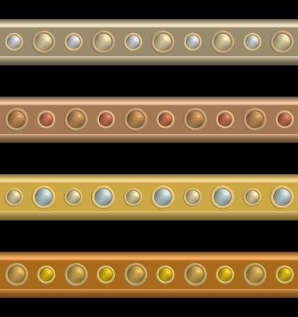 Set of seamless planks with coloured button-head rivets.のイラスト素材
