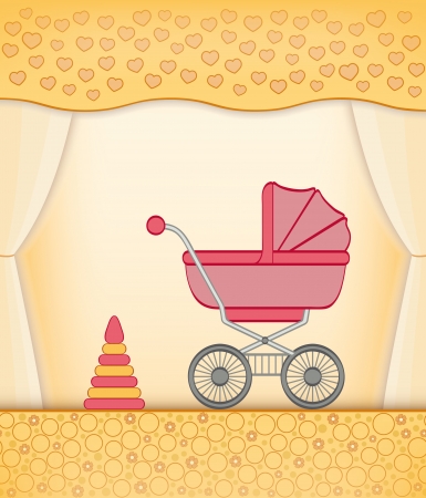 Cartoon yellow room for baby girl.のイラスト素材