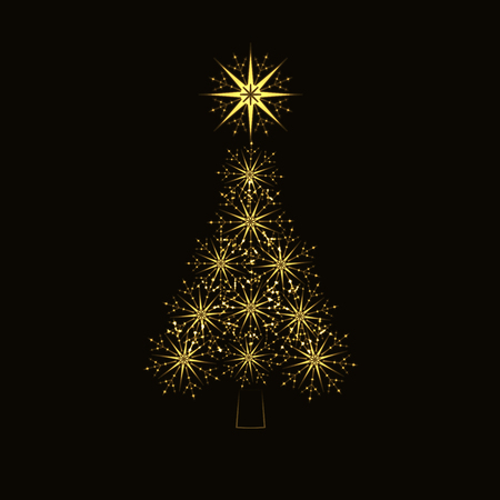 Abstract glittering Christmas tree on black background.のイラスト素材