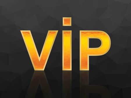 Vector VIP icon with orange fiery polygonal mosaic on black background.のイラスト素材