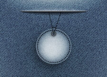 Blue denim vector design template with hanging badge from slit.のイラスト素材