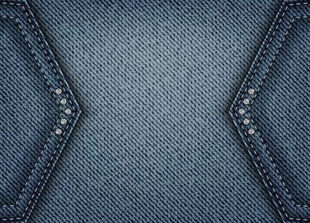 Vector blue denim abstract banner with angle patches containing blue stitchers and silver spangles.のイラスト素材