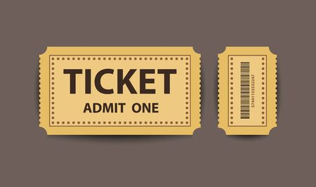 Vector yellow paper stub ticket with two parts separately.のイラスト素材