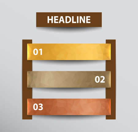 Infographic banners with polygonal backgrounds in golden, silver and bronze colors.のイラスト素材