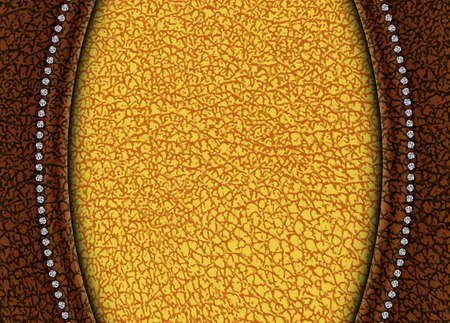 Vector yellow and brown leather banner with arches and silver sequin borders.のイラスト素材
