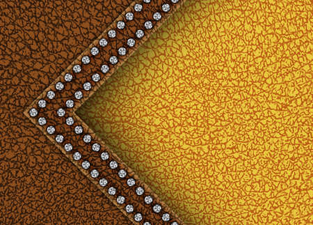 Vector leather banner with angle border with rows of silver sequins.のイラスト素材