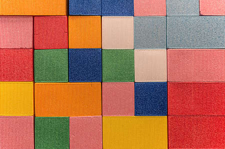 Wall background from colorful foam toy blocks.の写真素材