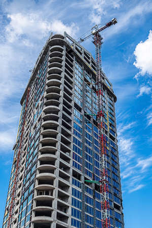 High-rise modern building under construction.の写真素材