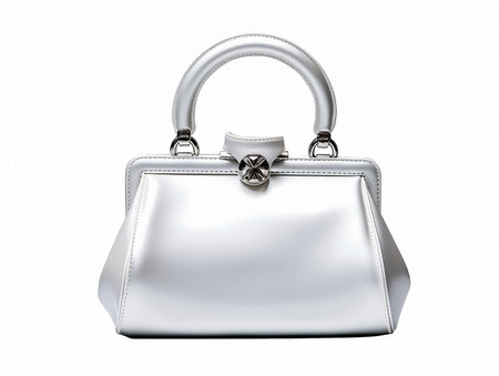 White woman hand bag isolated on white background.の素材