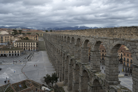 Aqueduct of segovia on a winter dayの写真素材