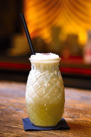 cocktail recipe based on pineapple, rum and coconut milkの写真素材