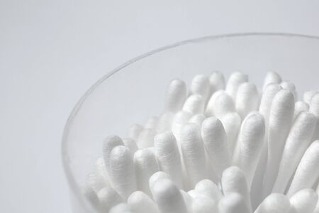 Cotton Swab with wool fibers closeupの写真素材