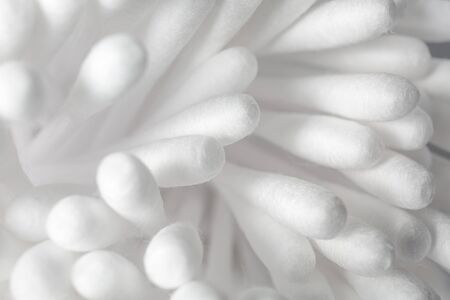 Cotton Swab with wool fibers closeupの写真素材