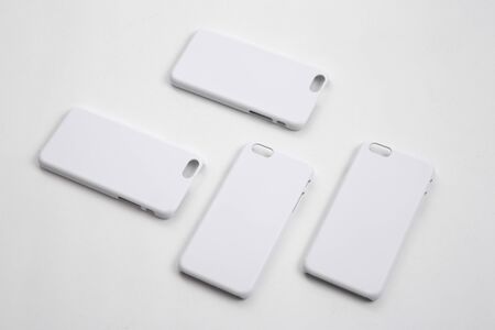 white plastic Phone cases. Phone Cover.の写真素材