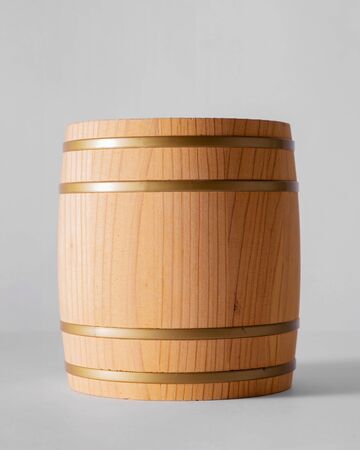 Wooden barrel with iron rings.の写真素材