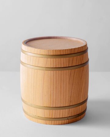 Wooden barrel with iron rings.の写真素材