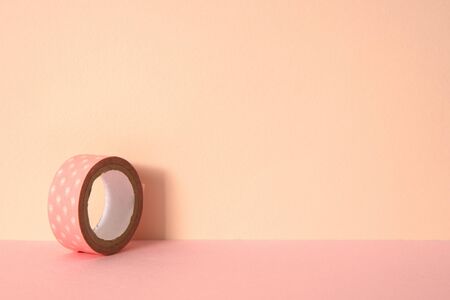 pink color background and pink tape for decoration.の写真素材