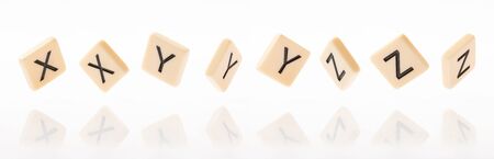 Alphabet X,Y,Z word block with white background.の写真素材
