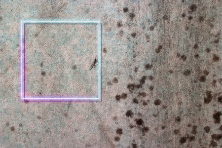 neon sign frame of concrete wall. Copy Space and Advertising. an old wall.の写真素材