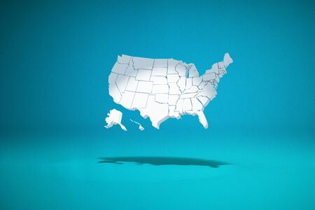 three-dimensional usa map of the blue background. 3d illustration.の写真素材