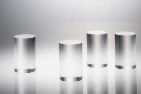 Blank shelf stand for showing product. transparent cylinder.の写真素材