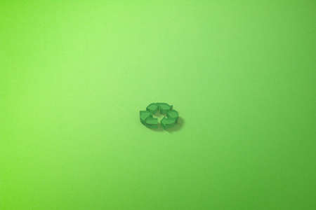 Recycling icon with green background. 3D rendering.の写真素材