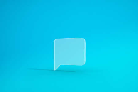Speech balloon icon on blue background. 3D rendering.の写真素材