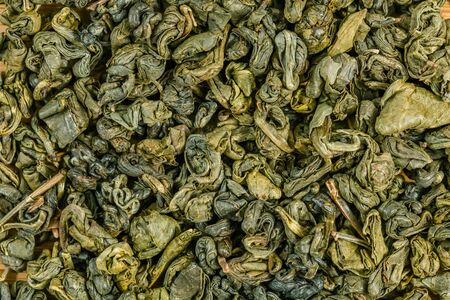 Texture green tea leaves in the natural stateの写真素材