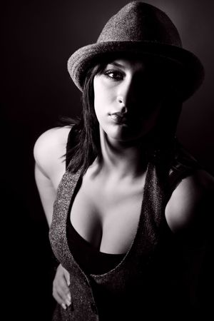 Beautiful Mediterranean Teenager with Grey Hat
