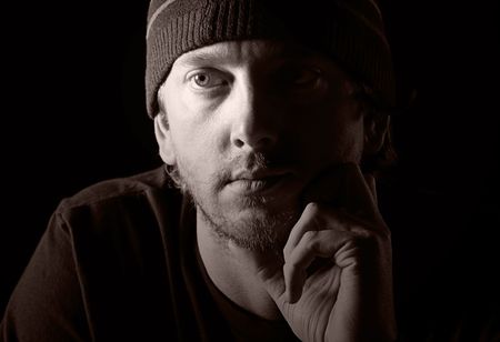 Low Key Shot of a Depressed Male