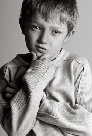 Black and White Shot of a Cool Kidの写真素材