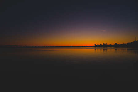Sunrise over waterfront in Cambridge Maryland