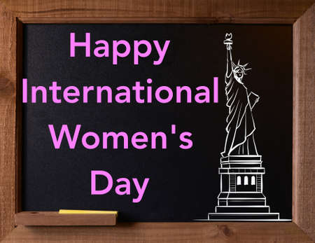 Chalkboard with message, text about International Women's Dayの写真素材