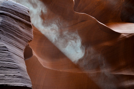 Antelope Slot Canyon in Paige Arizona close up to rock walls creating abstract shapes.の写真素材