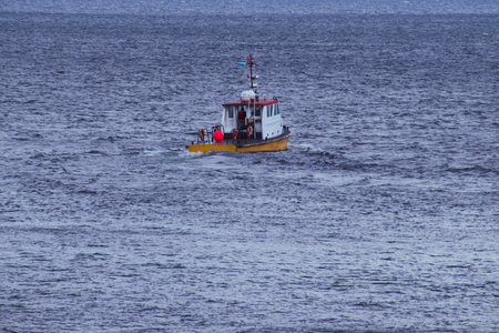 Commercial fishing boat in New Bedford outer harborの写真素材