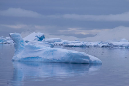Antarctic icebergs in Ilulissat icefjord, Greenlandの写真素材